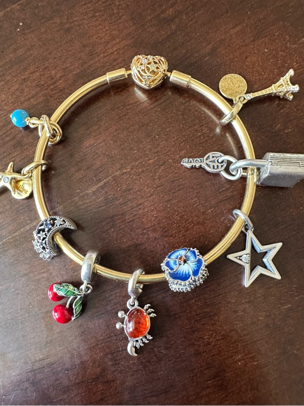 Pandora Gold Bangle with Assorted Charms 💛✨